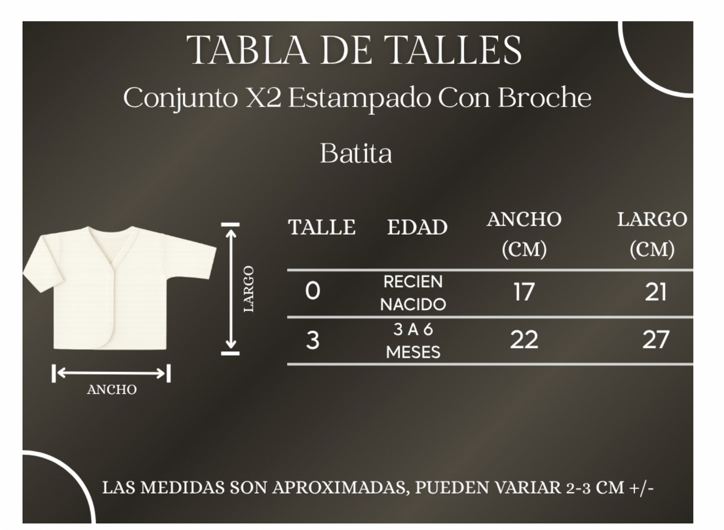 Pack x6 Conjunto 2 piezas Liso con Broches talle Grande