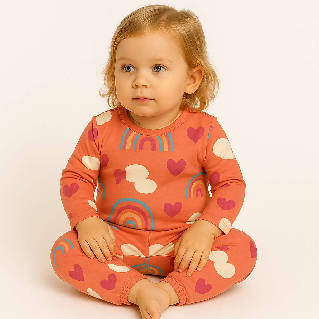 Pack X5 Conjunto Pijama estampado manga larga Corazones
