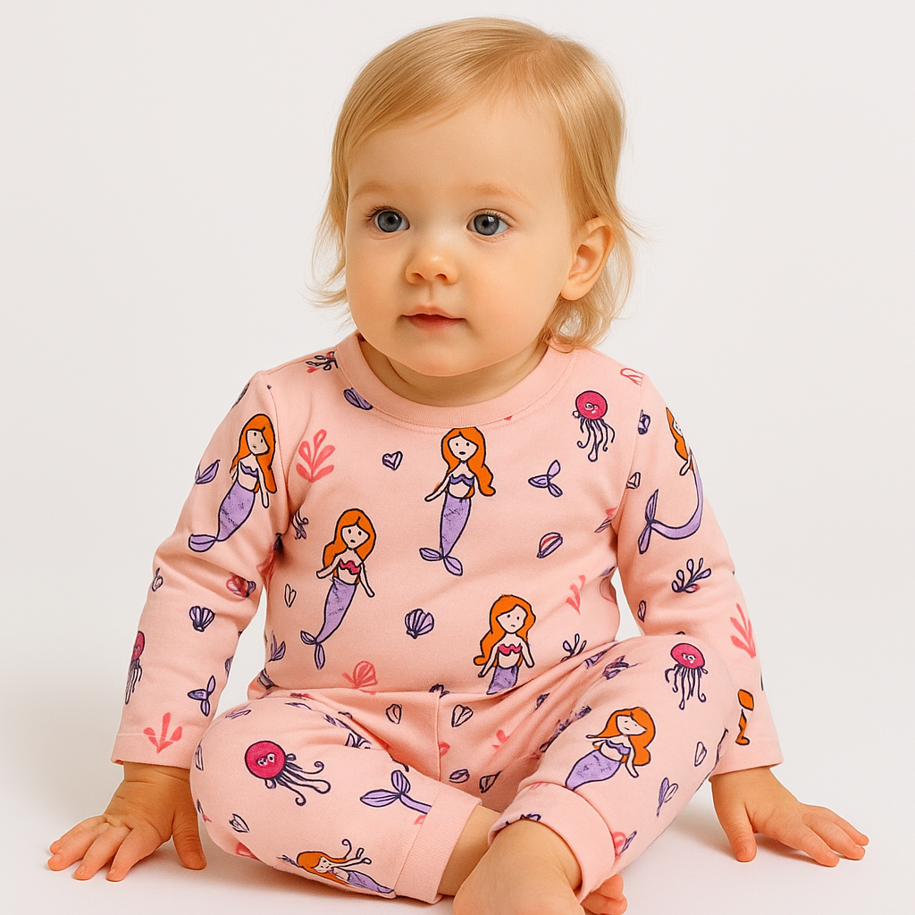 Pack X5 Conjunto Pijama estampado manga larga Sirena