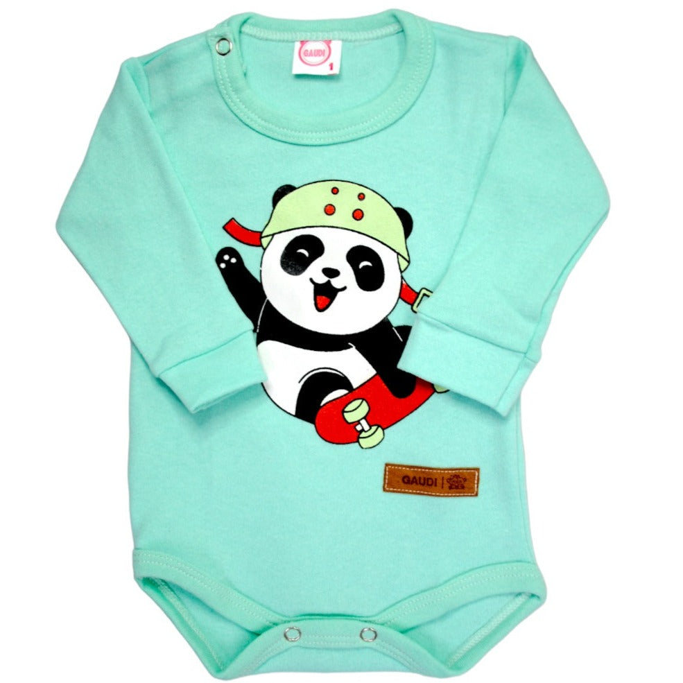 Pack X5 Body Manga Larga cuello francés Panda