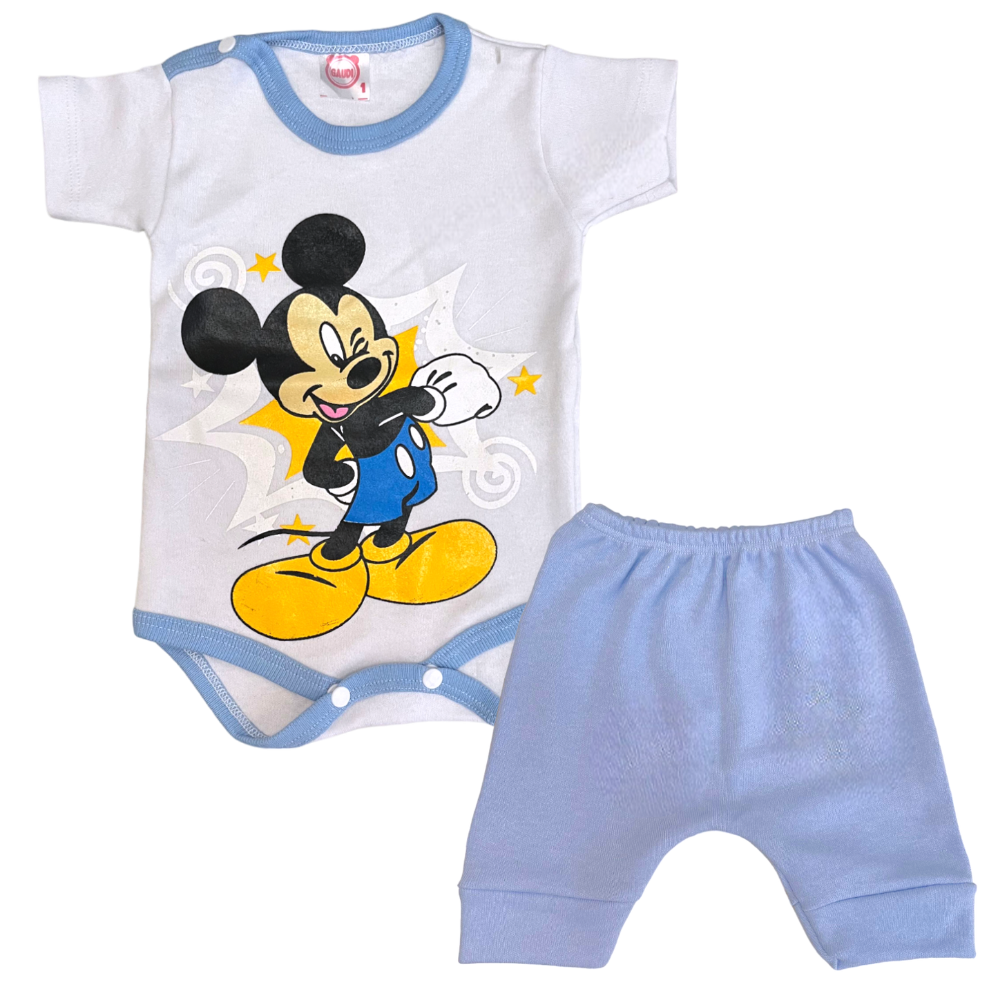 Pack X5 Conjunto Mickey Body Manga Corta Y Bombachudo