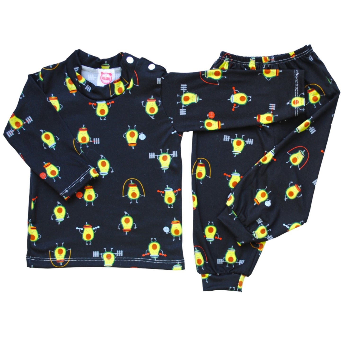 Pack X5 Conjunto Pijama estampado manga larga Palta Negro