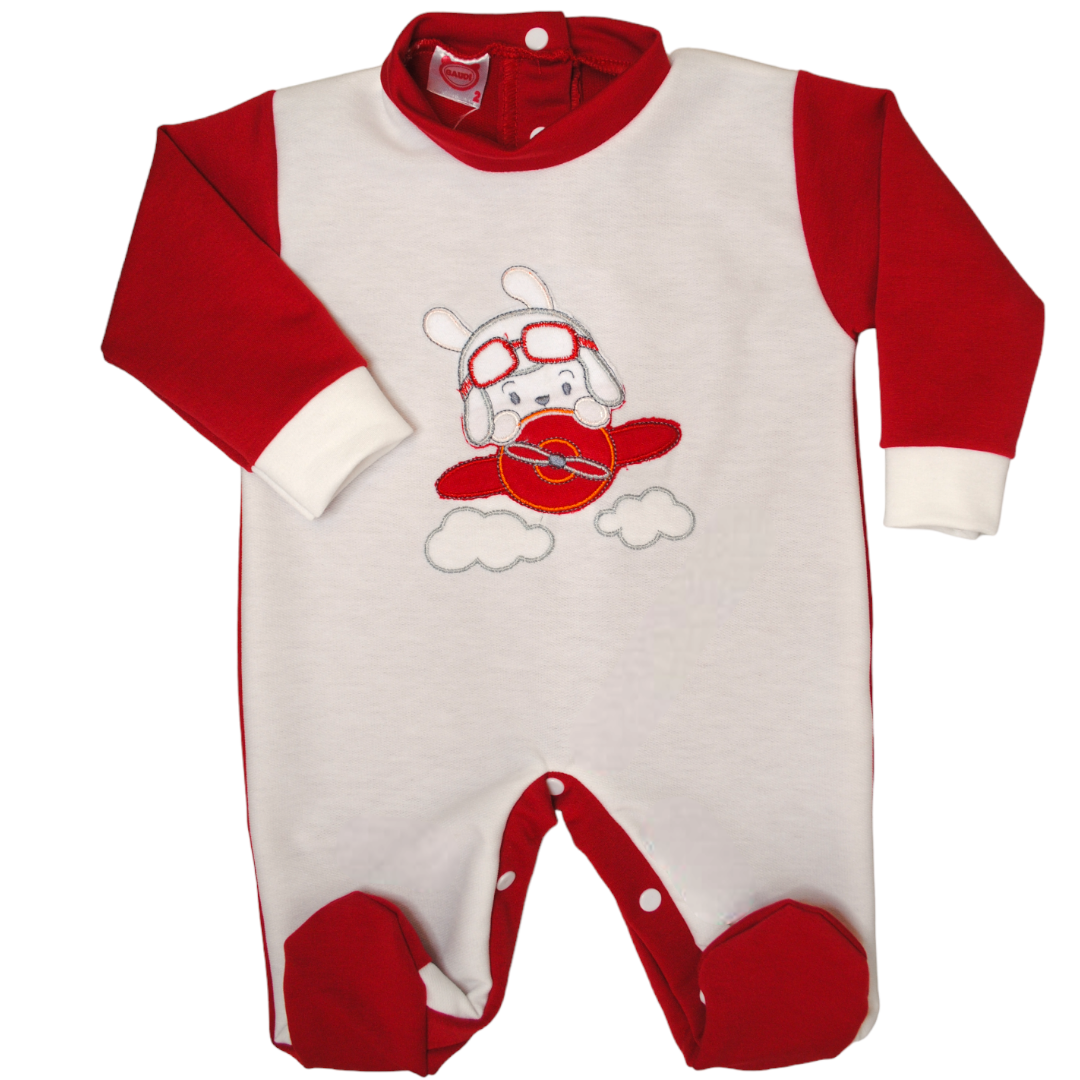 Pack X5 Enterito Manga Larga con bordado Con Pie