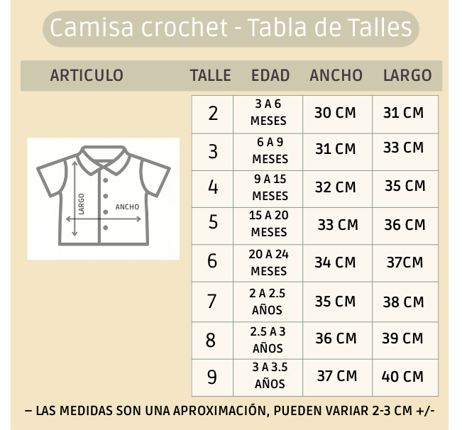 Pack X5 Camisa tejida crochet