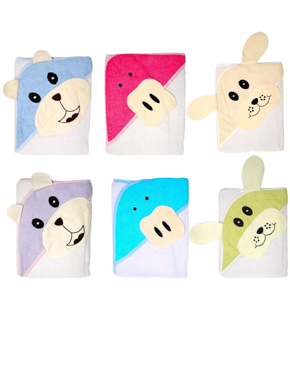 Pack x5 Capucha Toalla Bordada Animales