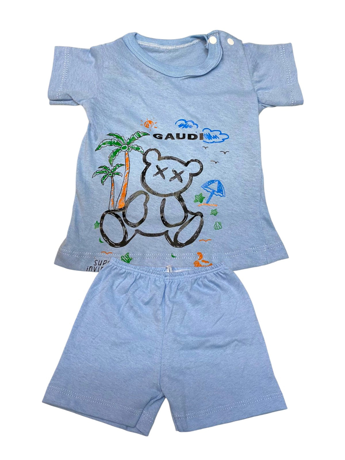 Pack X5 Conjunto 2 piezas remera con estampa y short
