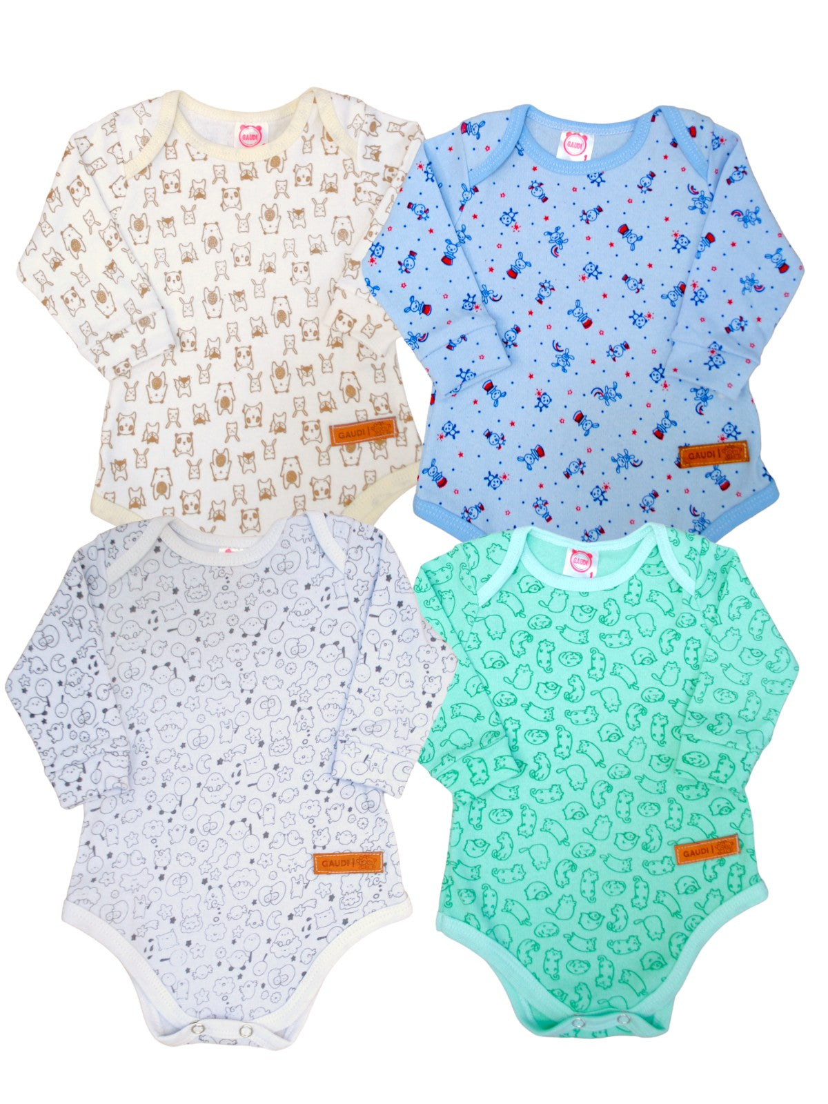 PACK X5 BODY MANGA LARGA PAÑALERO ESTAMPADO