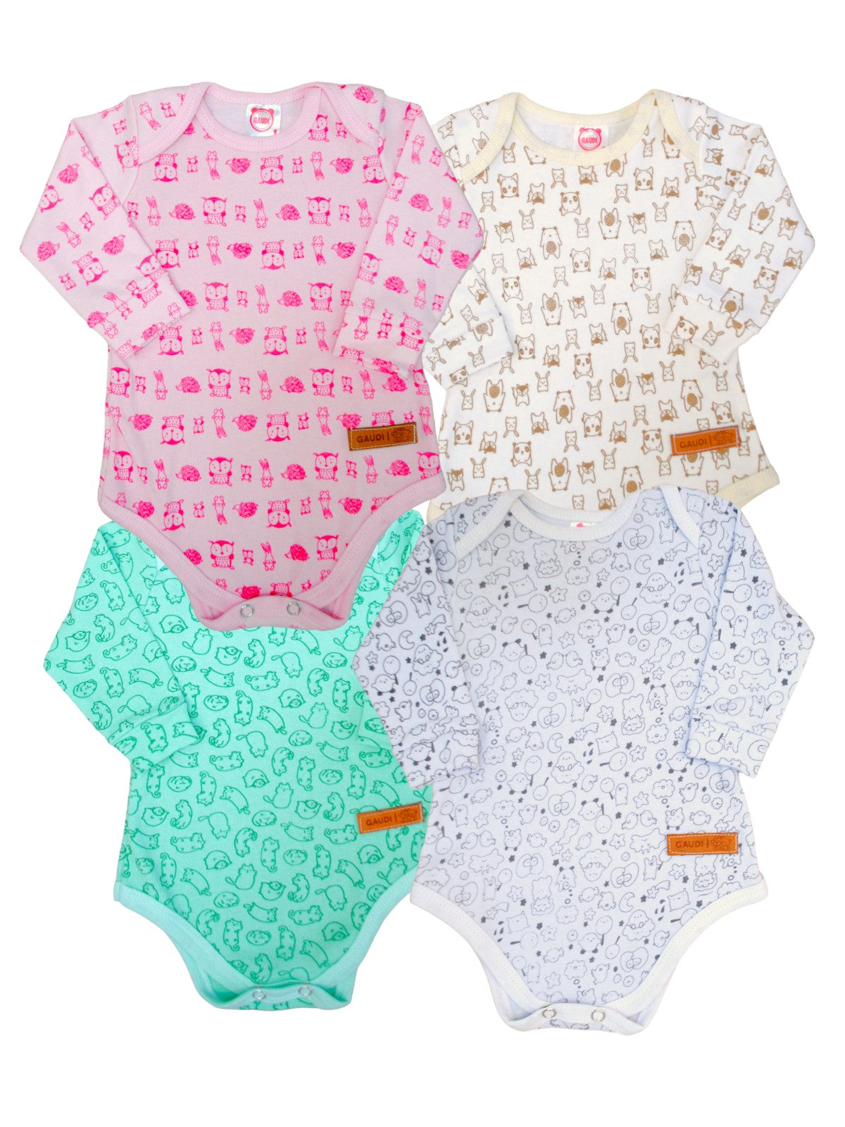 PACK X5 BODY MANGA LARGA PAÑALERO ESTAMPADO