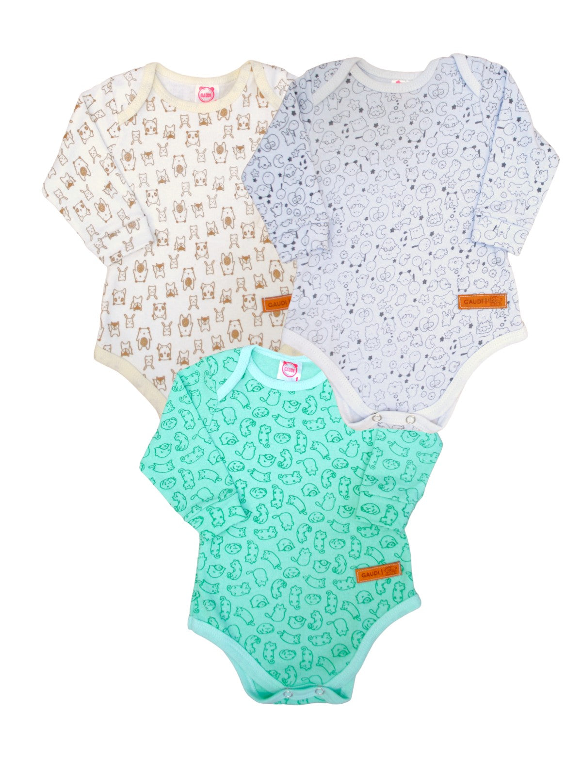 PACK X5 BODY MANGA LARGA PAÑALERO ESTAMPADO