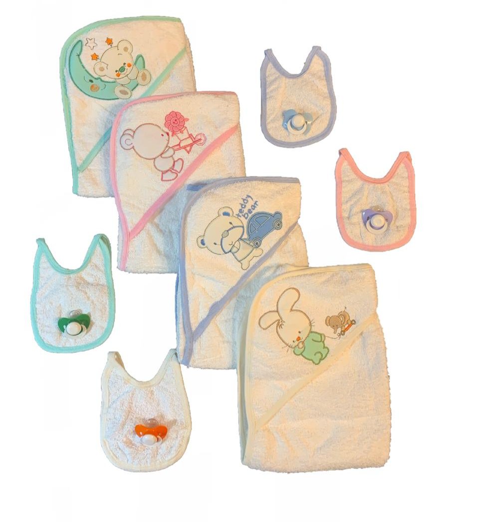 Pack x5 Capucha Pesada 500Grs + Babero+ Chupete