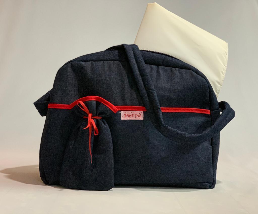 Pack x3 Bolso Jean Con Portamamadera S/Plástico