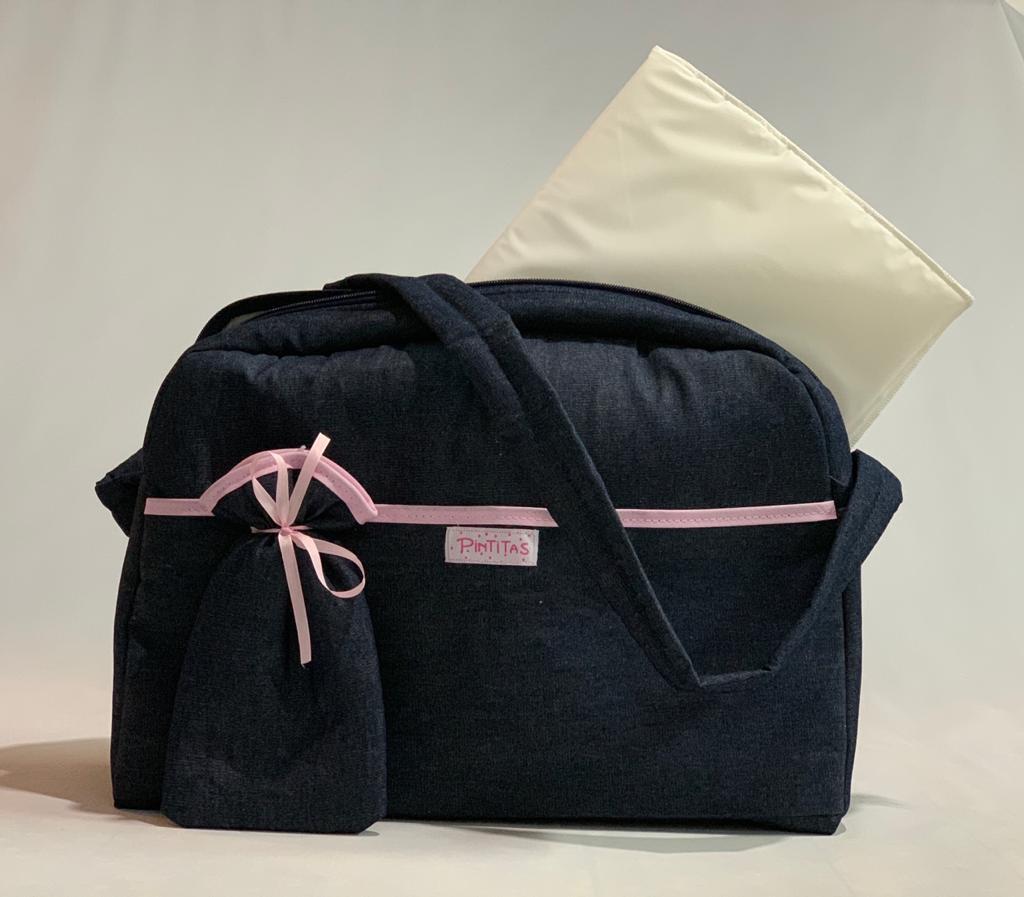 Pack x3 Bolso Jean Con Portamamadera S/Plástico