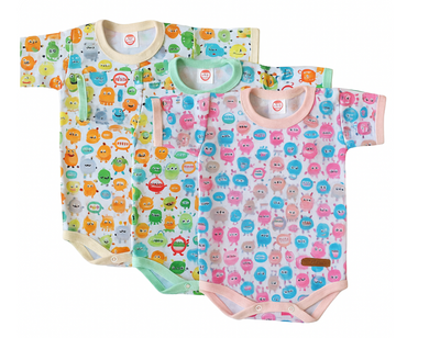 Pack X5 Body Manga Corta cuello Americano Monstruos