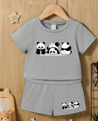 Pack X3 Conjunto remera combinada y short panda