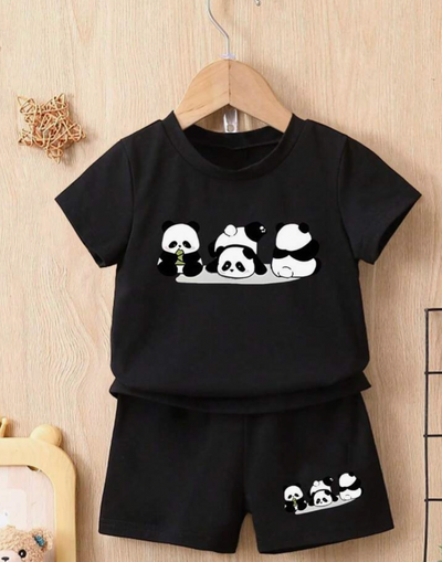 Pack X3 Conjunto remera combinada y short panda