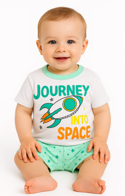 Pack X5 Conjunto remera con estampa y short estampado