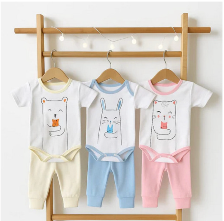 Pack X5 Conjunto De 2 Piezas: Body Manga Corta Y Pantalón