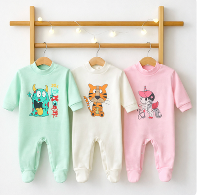 Pack X5 Enterito Manga Larga Con Estampa