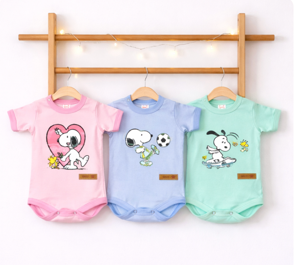 Pack X5 Body Manga Corta cuello francés Snoopy
