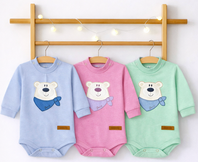 Pack X5 Body Manga Larga con Bordado