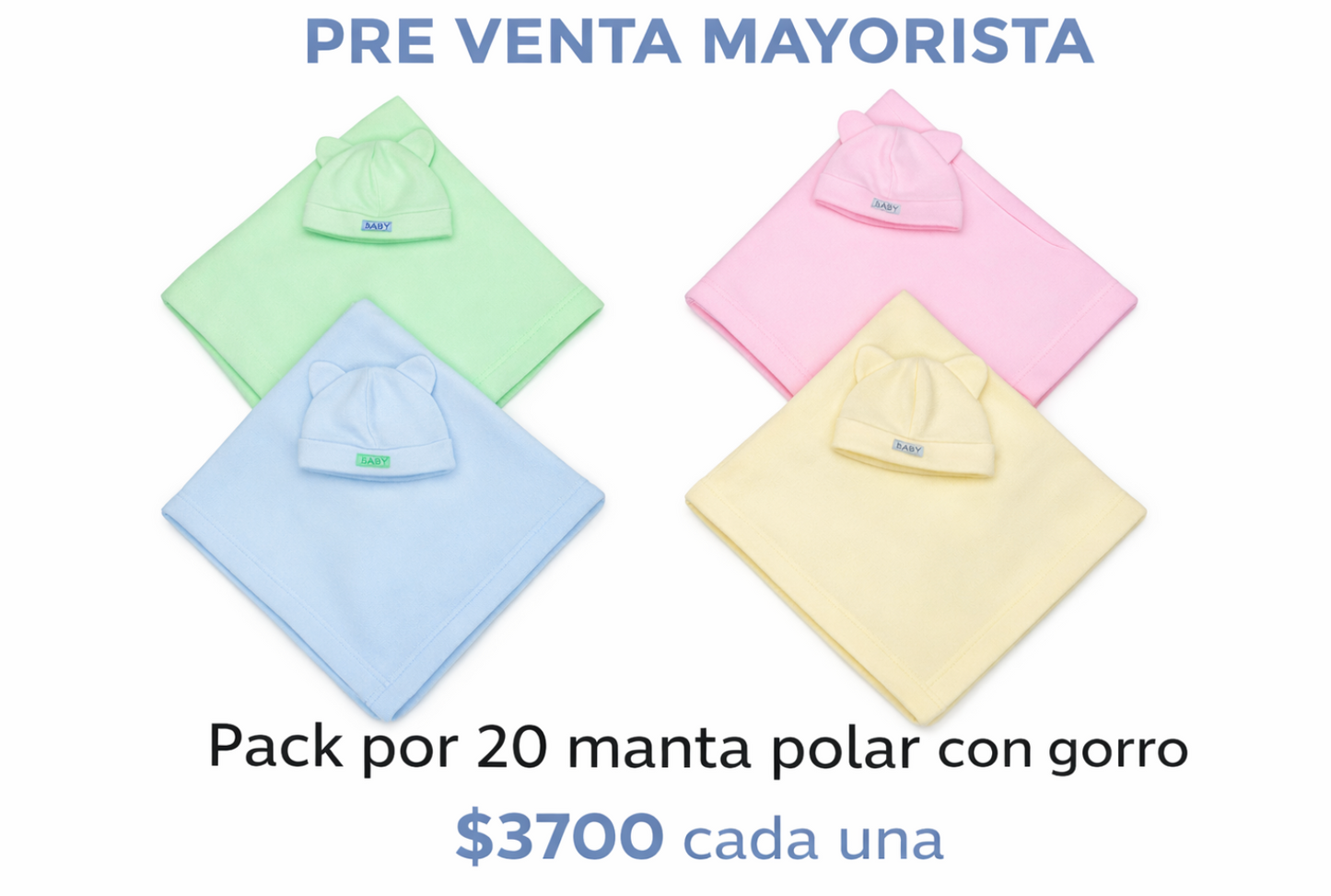Pack X20  Manta polar con gorro $3700