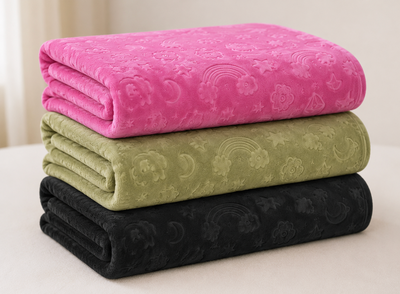 Pack X3 Frazada plush 1,55x 1 mts
