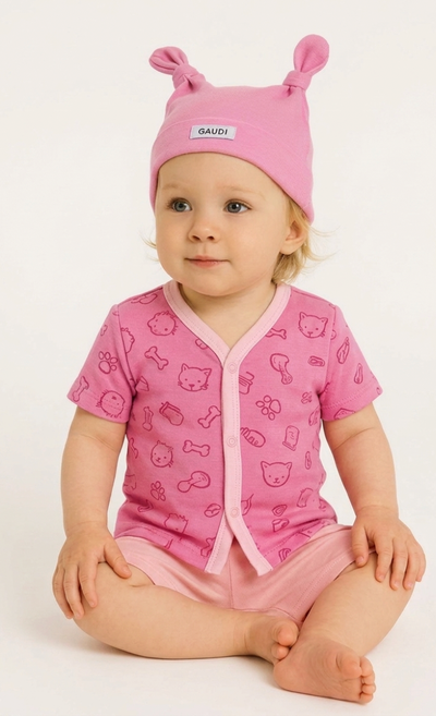 Pack x6 - 10 Conjunto de 3 piezas batita manga corta shorcito y gorrito en caja