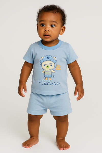 Pack X5 Conjunto remera bordada con short