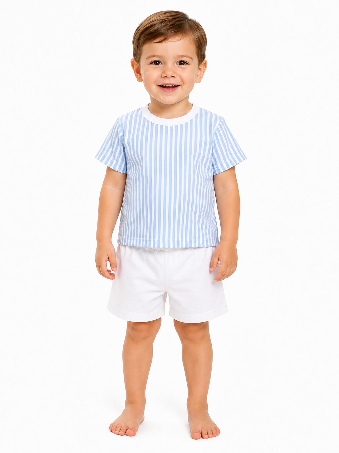 Pack X4 Conjunto remera rayada y short liso de Lino