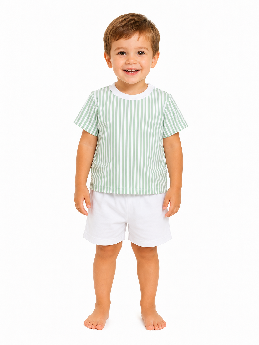 Pack X4 Conjunto remera rayada y short liso de Lino