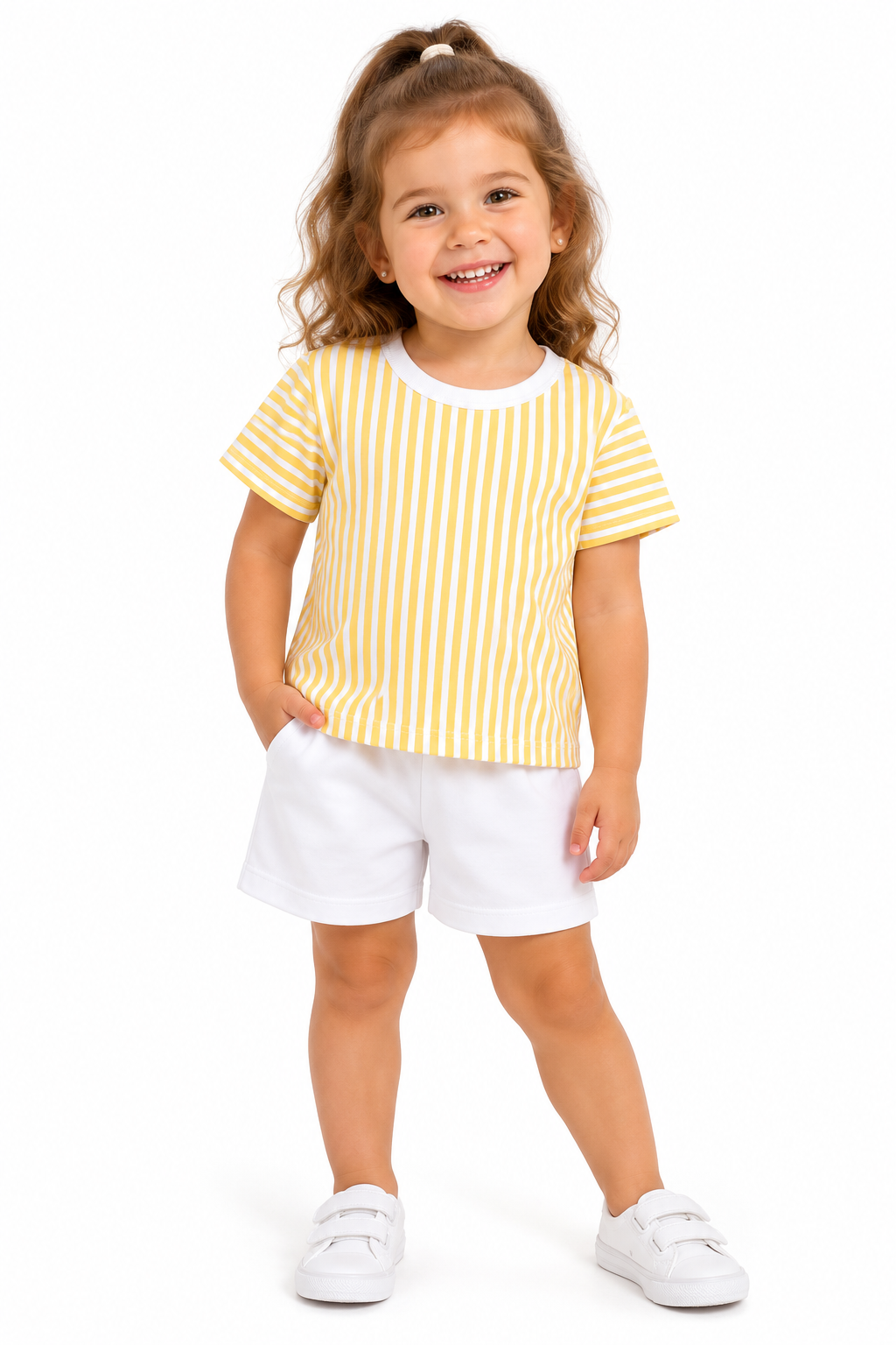 Pack X4 Conjunto remera rayada y short liso de Lino