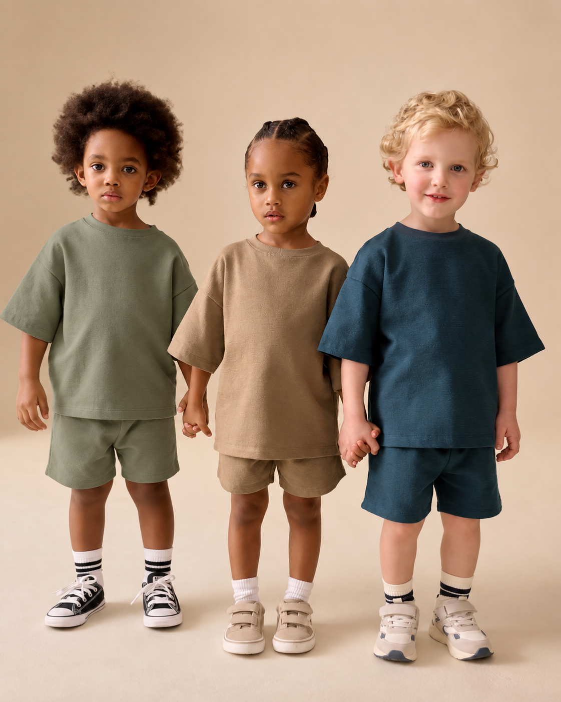 Pack X3 Conjunto Remera Oversize y short liso