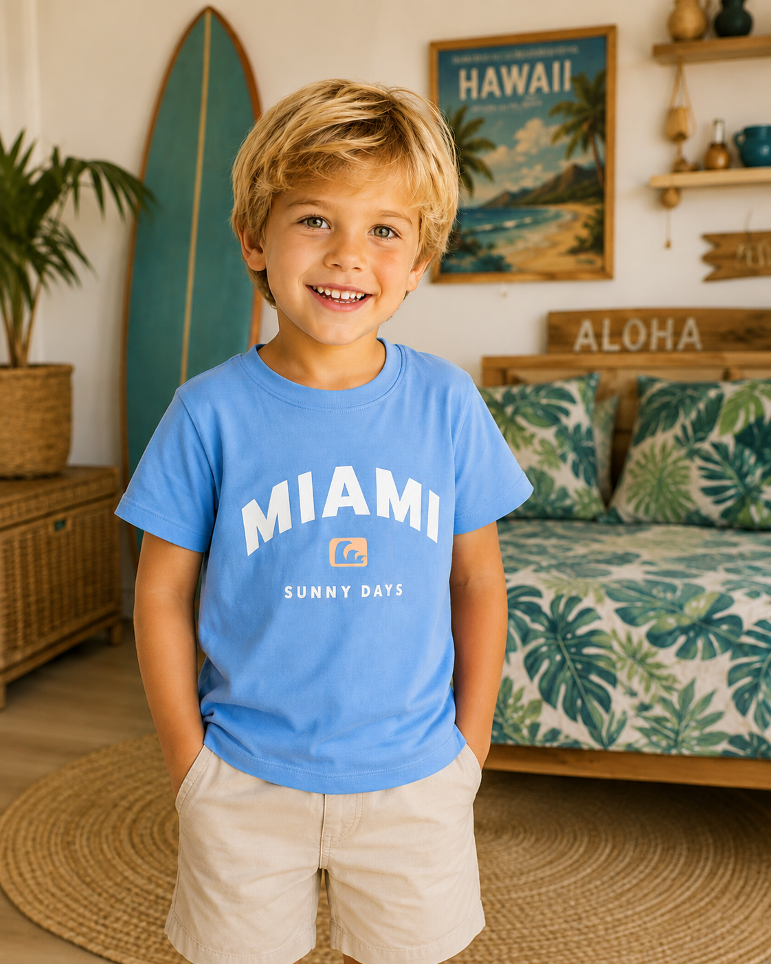 Pack X2 Remera Miami Celeste