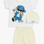 Pack X5 Conjunto remera con estampa, short rayado y gorrito