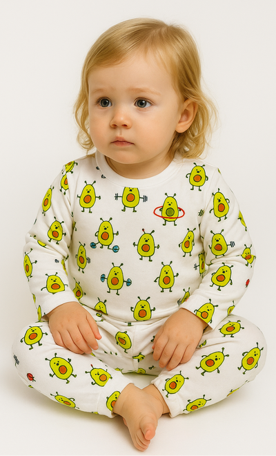 Pack X5 Conjunto Pijama estampado manga larga Palta Blanco