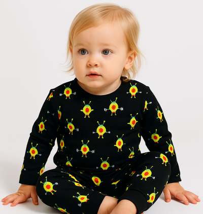 Pack X5 Conjunto Pijama estampado manga larga Palta Negro