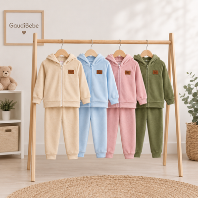 Pack X5 conjunto plush liso campera y pantalon