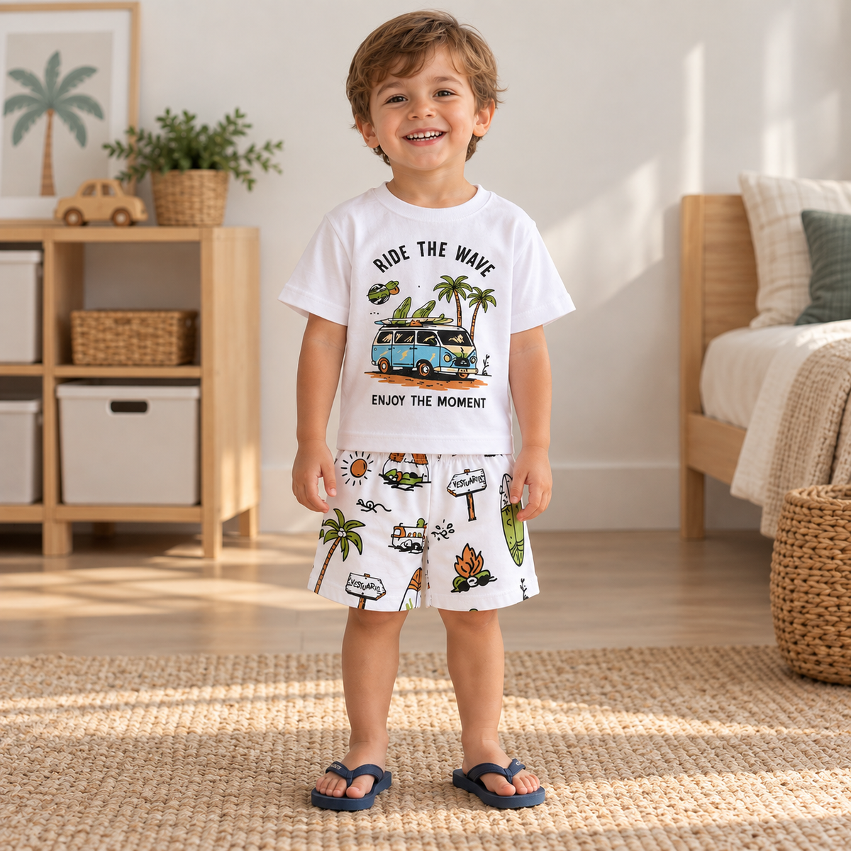 Pack X3 Conjunto remera con estampa y short estampado Bosque