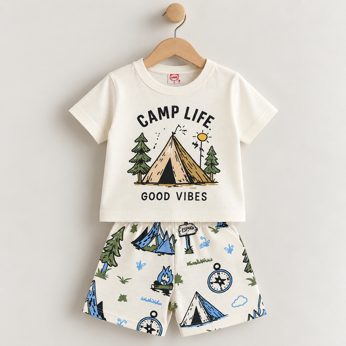 Pack X3 Conjunto remera con estampa y short estampado Bosque