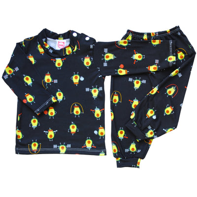 Pack X5 Conjunto Pijama estampado manga larga Palta Negro