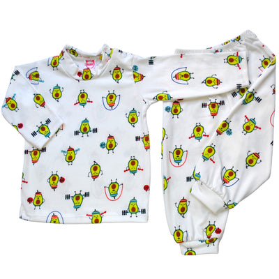 Pack X5 Conjunto Pijama estampado manga larga Palta Blanco