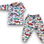 Pack X5 Conjunto Pijama estampado manga larga autitos blanco