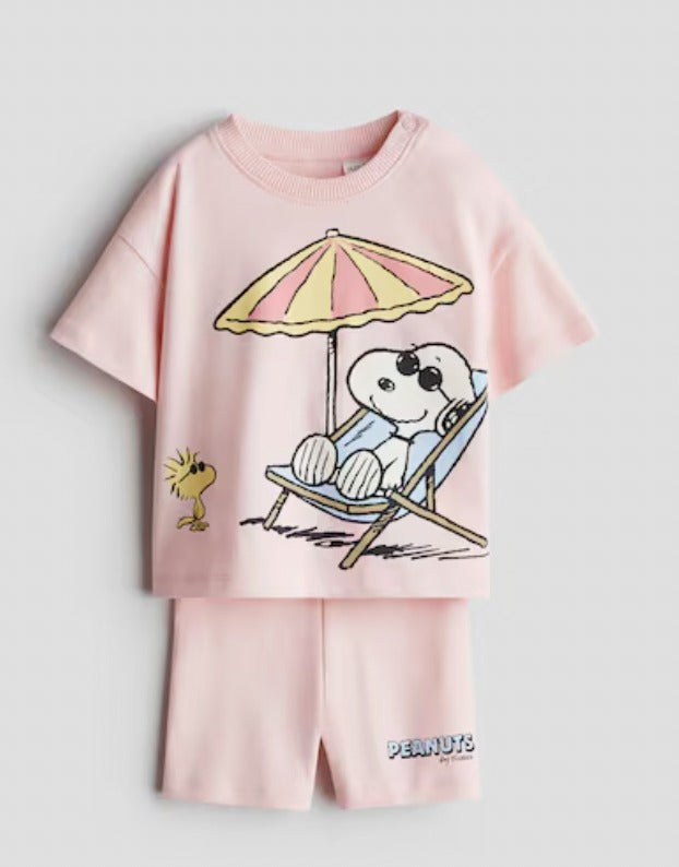 Pack X3 Conjunto Remera y short Snoopy