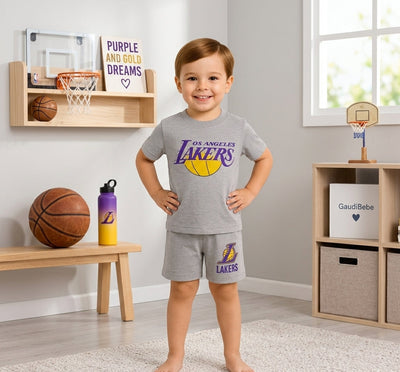Pack X5 Conjunto remera y short Angeles Lakers