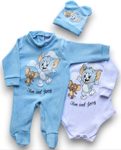 Pack X5 body, enterito y gorrito de Tom y Jerry