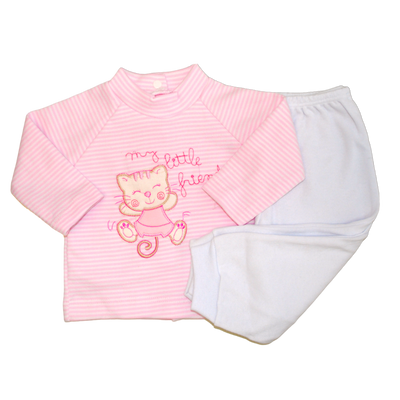 Pack X5 Caja Pijama Camiseta Bordada Rayada + Pantalon Sin Pie