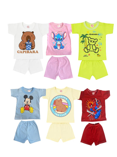 Pack X5 Conjunto 2 piezas remera con estampa y short
